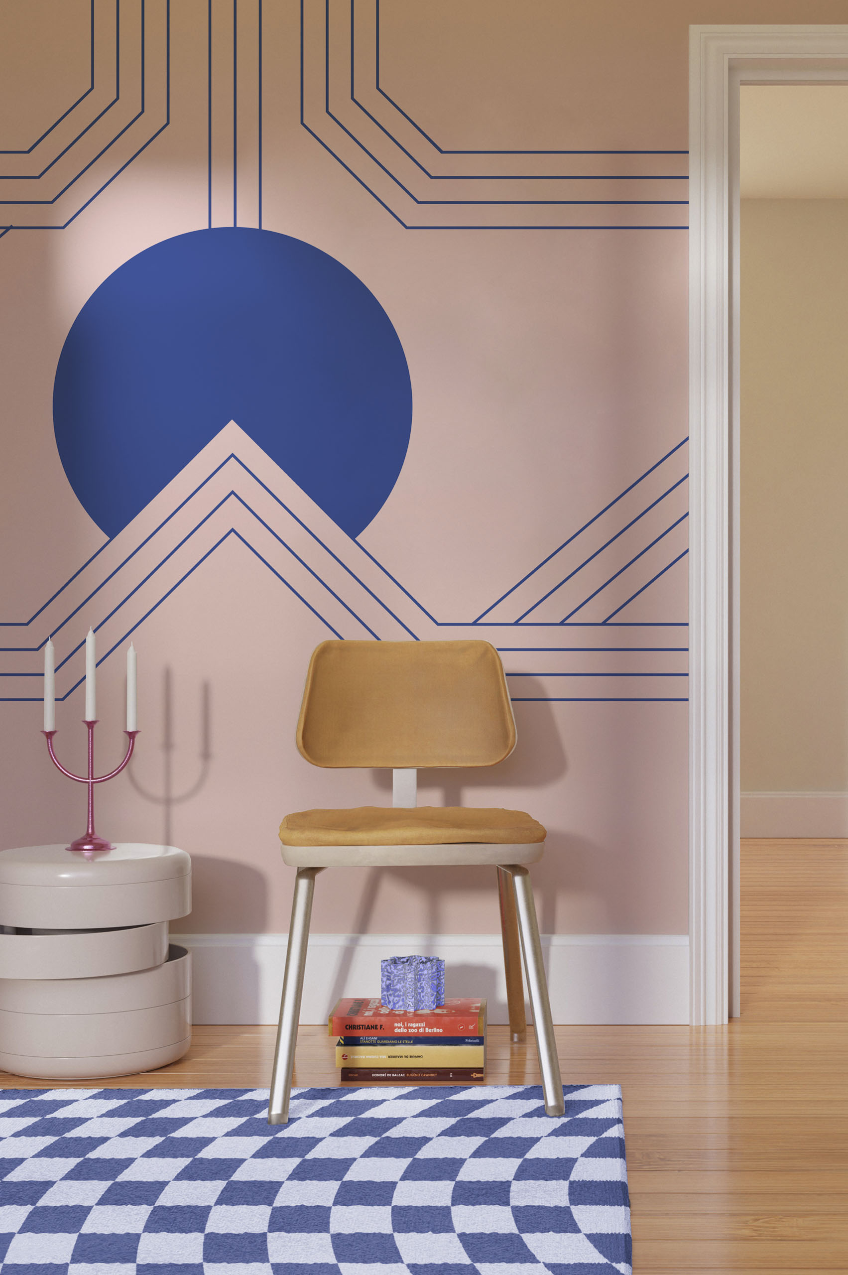 Futuristic Retro Panoramic Wallpaper N427 Abstract Landscape Living Room