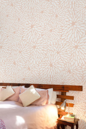 Pink bedroom wallpaper Trendy floral chrysanthemum