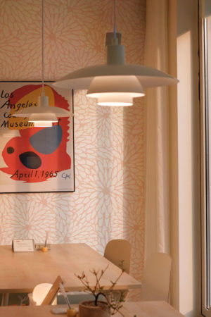 Pink public space trendy floral chrysanthemum wallpaper