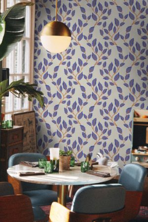 espace public bleu papier peint charme du lierre végétal tendance