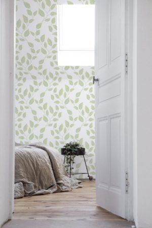 Green bedroom wallpaper charm of trendy plant ivy