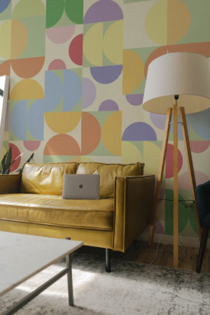 geometric wallpaper semi circle acidulous pop urban N426 multicolor living room