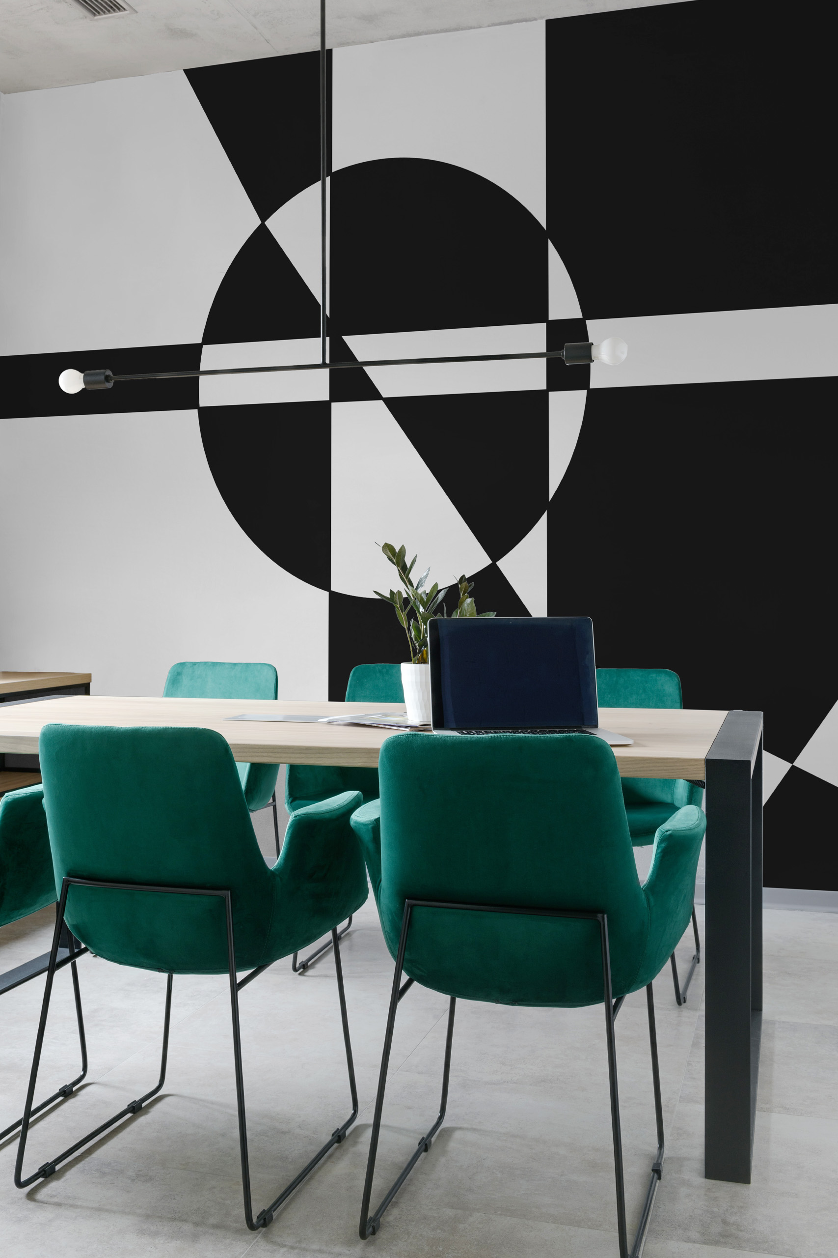 Geometric Composition Wallpaper N419 Black and White Desk Geometric Composition Wallpaper N419 Black and White Desk