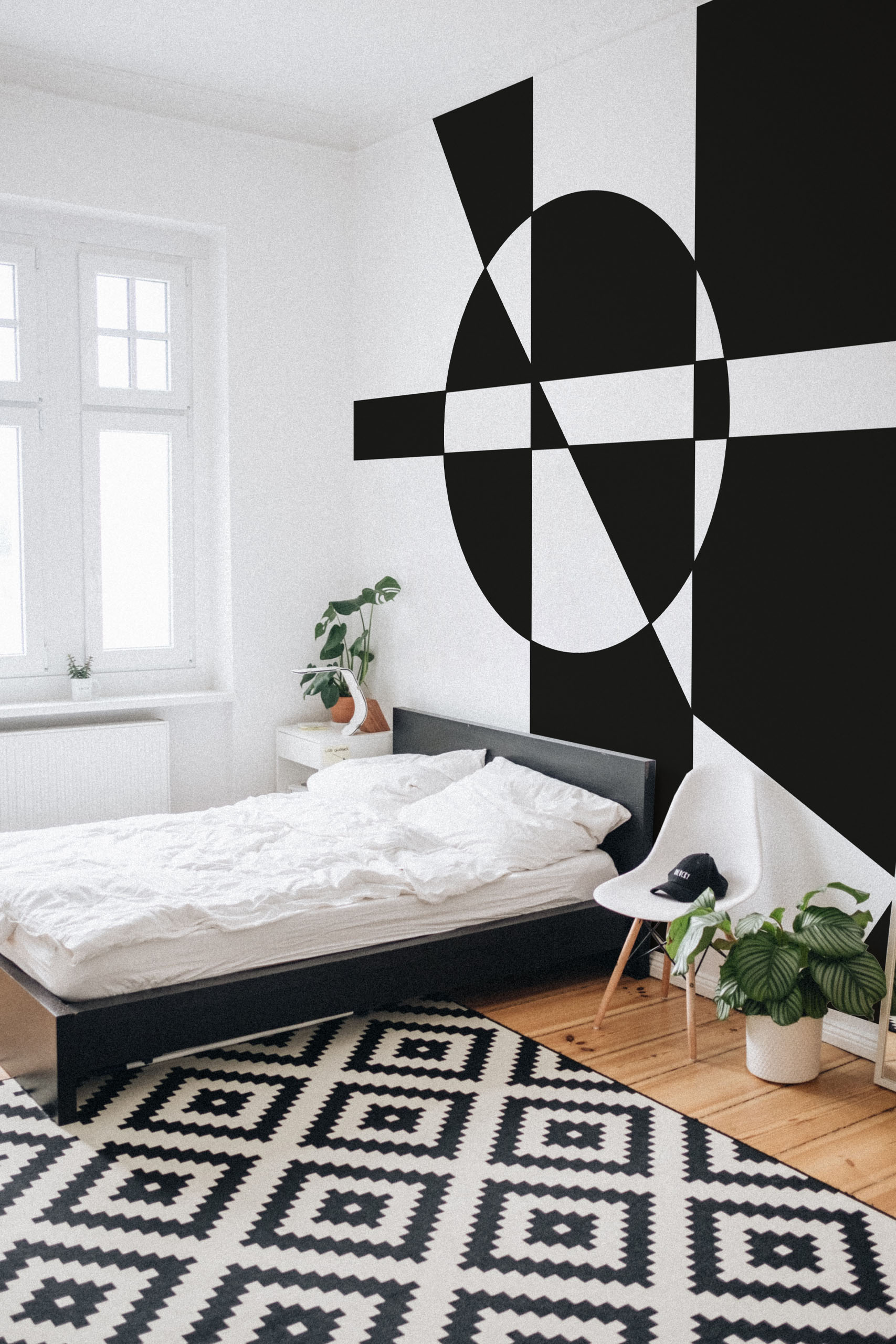 Geometric Composition Wallpaper N419 Black and White Bedroom Geometric Composition Wallpaper N419 Black and White Bedroom