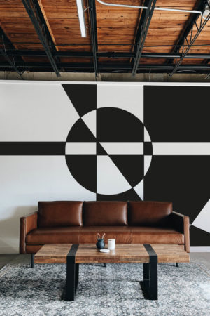 Geometric Composition Wallpaper N419 Black and White Living Room 2