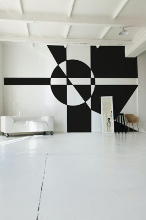 Geometric Composition Wallpaper N419 Black and White Public Space