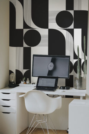 papier peint n420 noir et blanc bureau