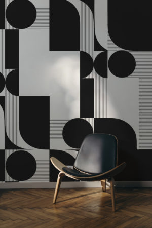 papier peint n420 noir et blanc salon