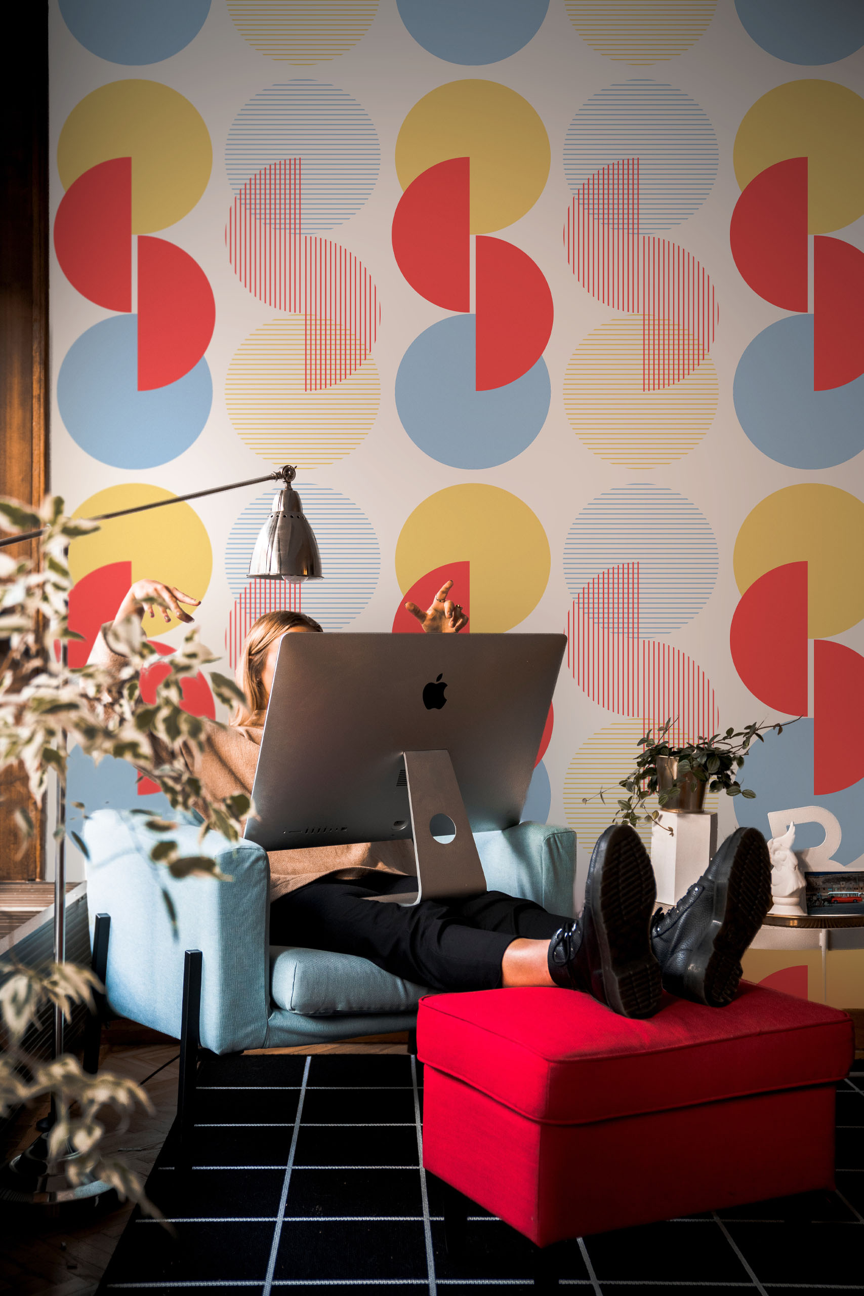 Living Room Wallpaper N421 Multicolor Geometric Duality N421 Living Room Wallpaper