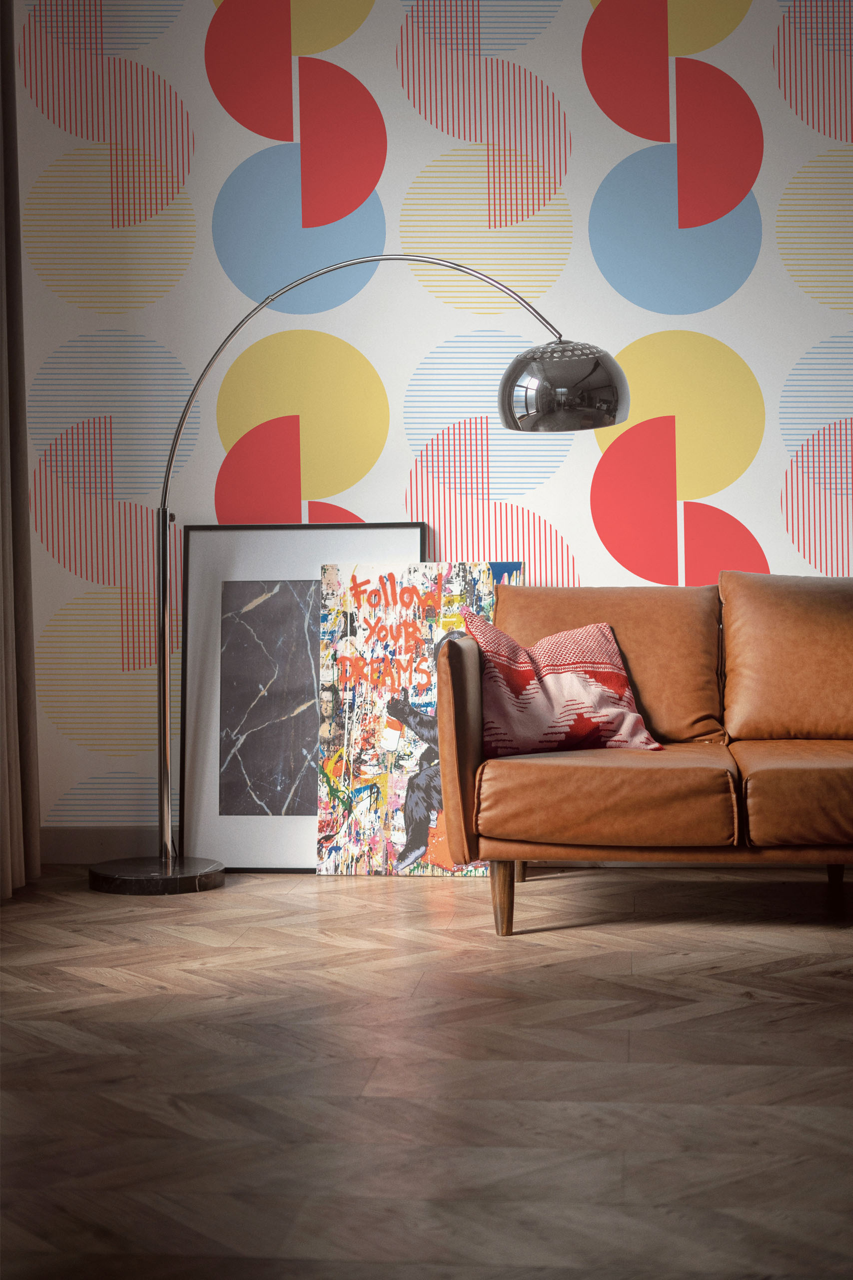 N421 Living Room 2 Wallpaper Multicolor Geometric Duality N421 Living Room 2 Wallpaper