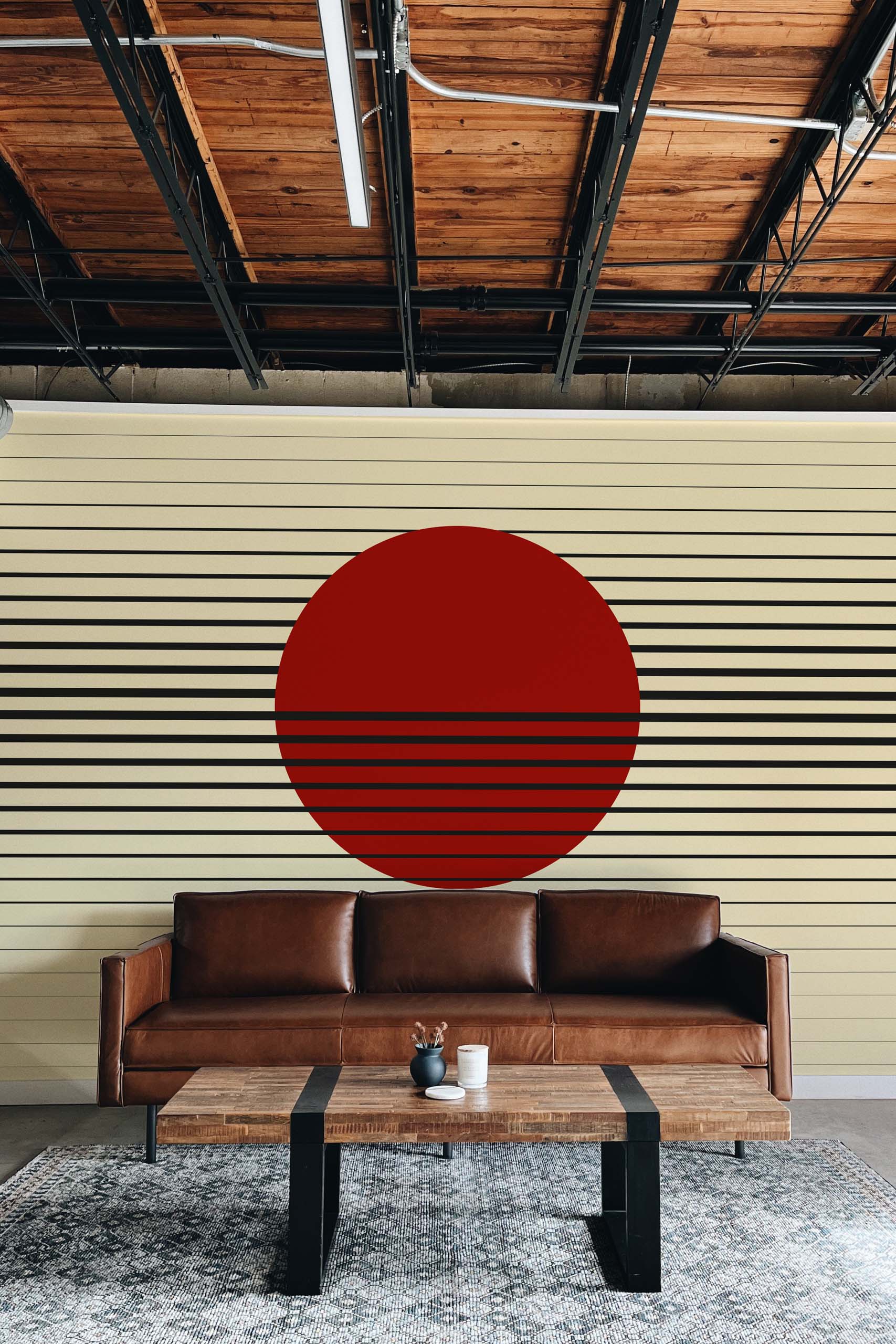 N422 Japanese Geometric Elegance Living Room Wallpaper