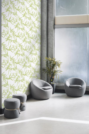 espace public vert papier peint feuilles de bambou végétal