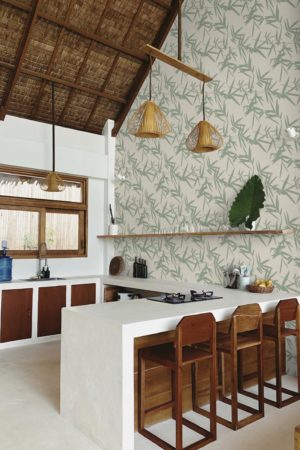 Dark Green Kitchen Wallpaper Bamboo Leaves Plant