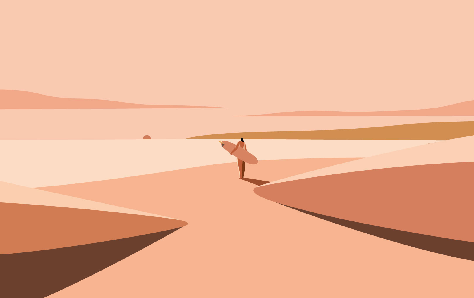 terracotta pattern surf seduction sun panoramic pop wallpaper