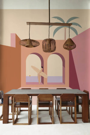 Terracotta Kitchen Panoramic Seaside Paradise Wallpaper