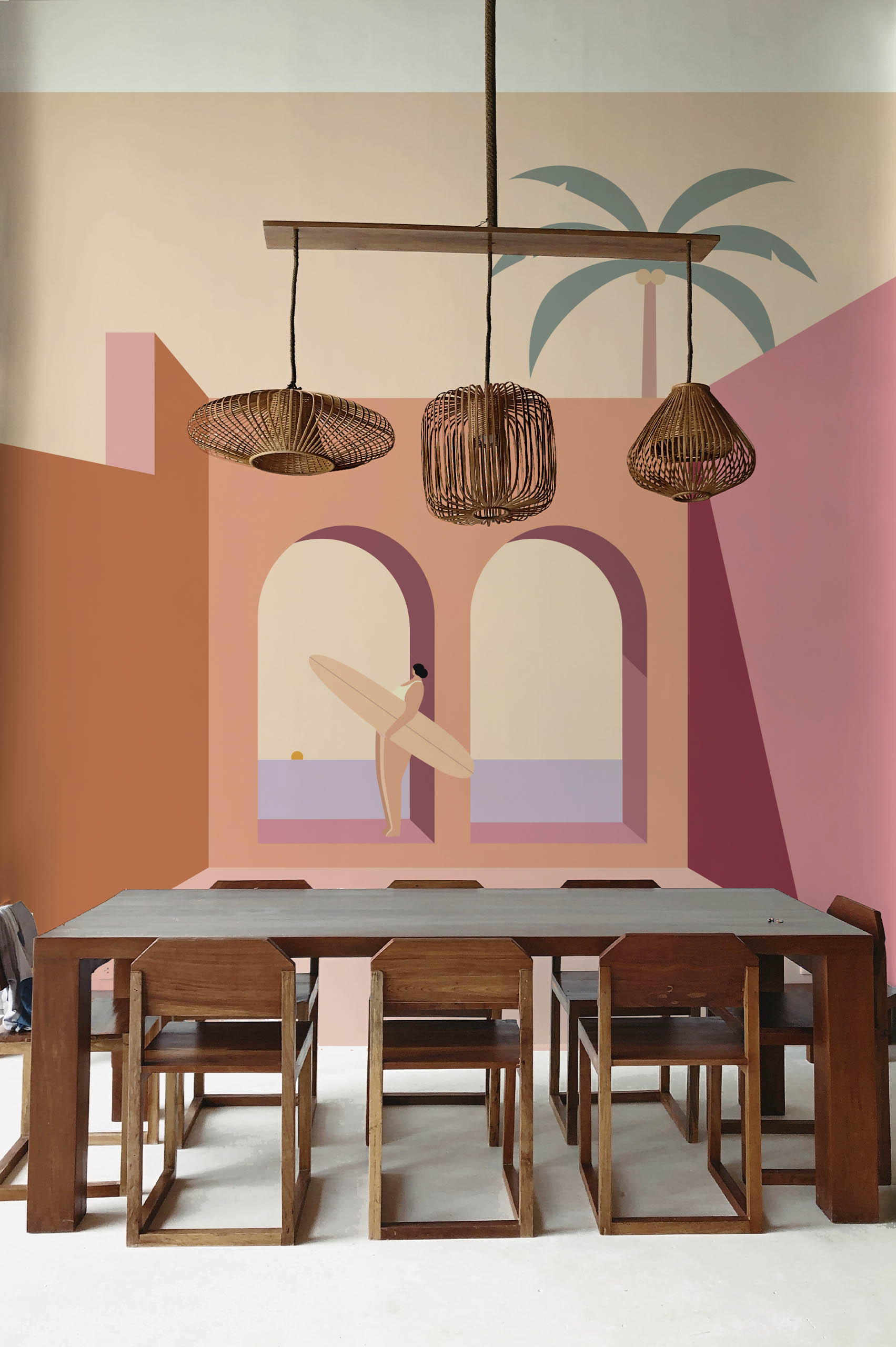 Terracotta Kitchen Panoramic Seaside Paradise Wallpaper