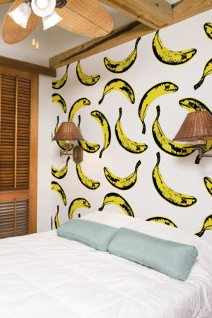 yellow bedroom banana pop art wallpaper