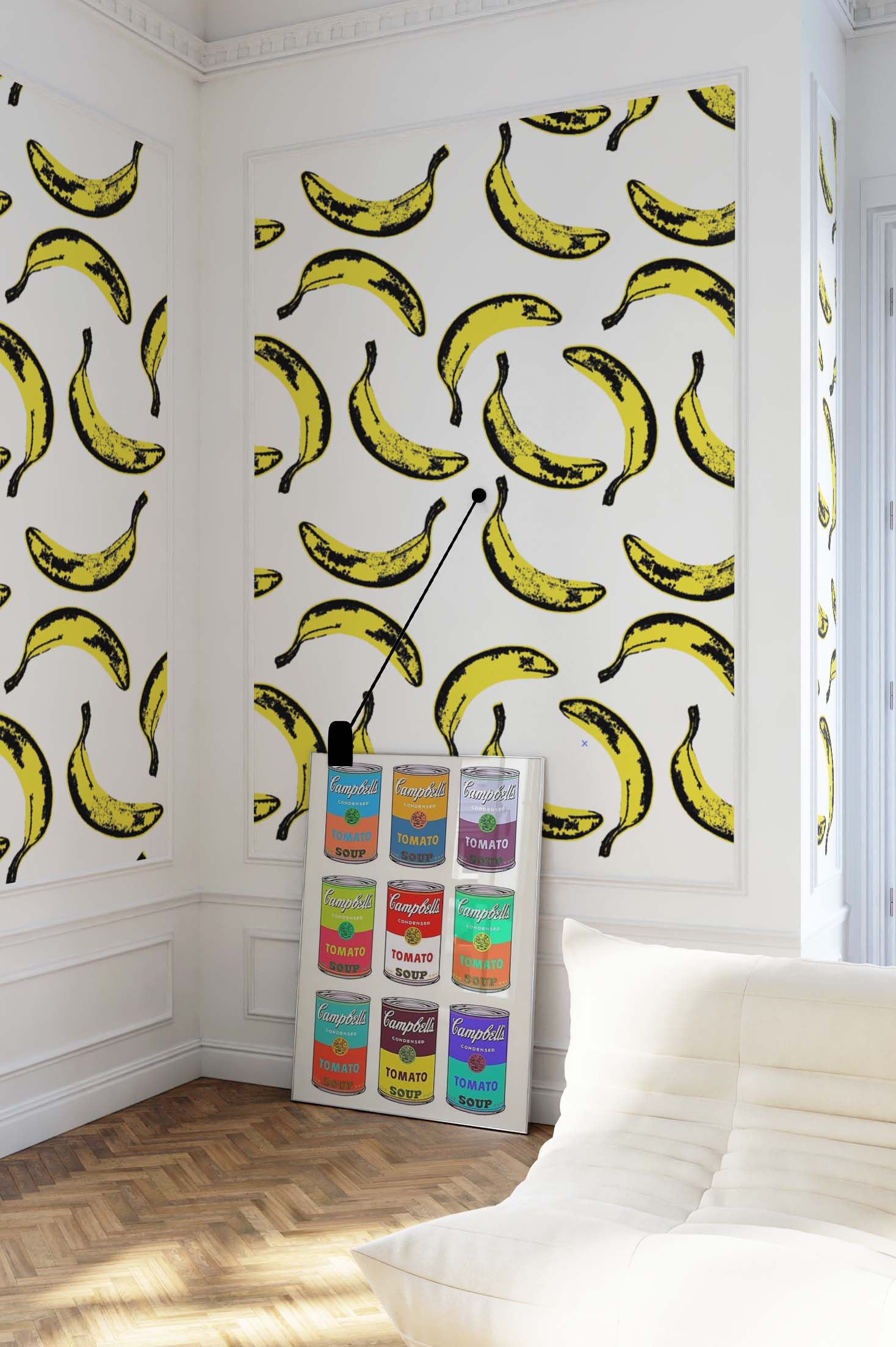 n440 lounge yellow banana pop art wallpaper living room yellow banana pop art wallpaper