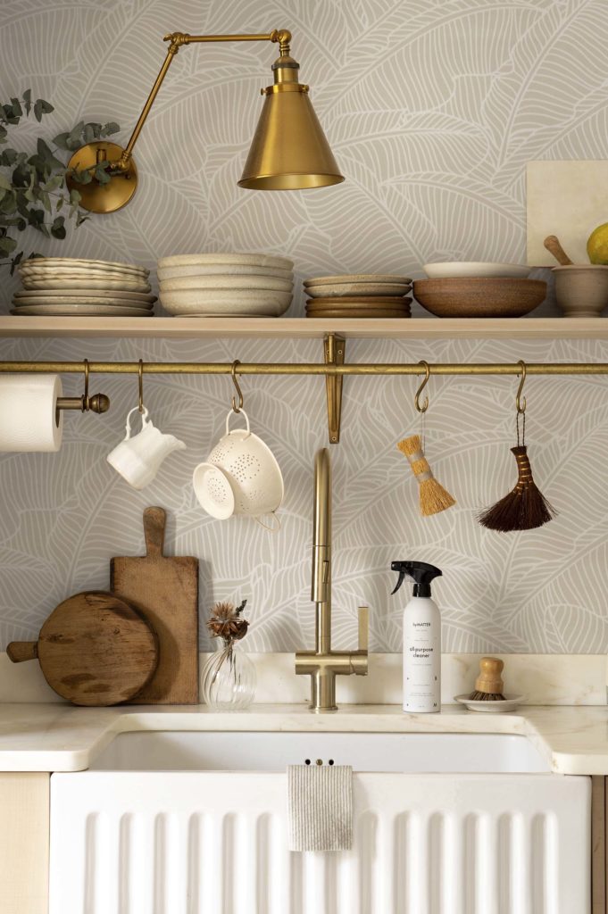 papel pintado cocina beige Jungle de Bananier Chic végétal