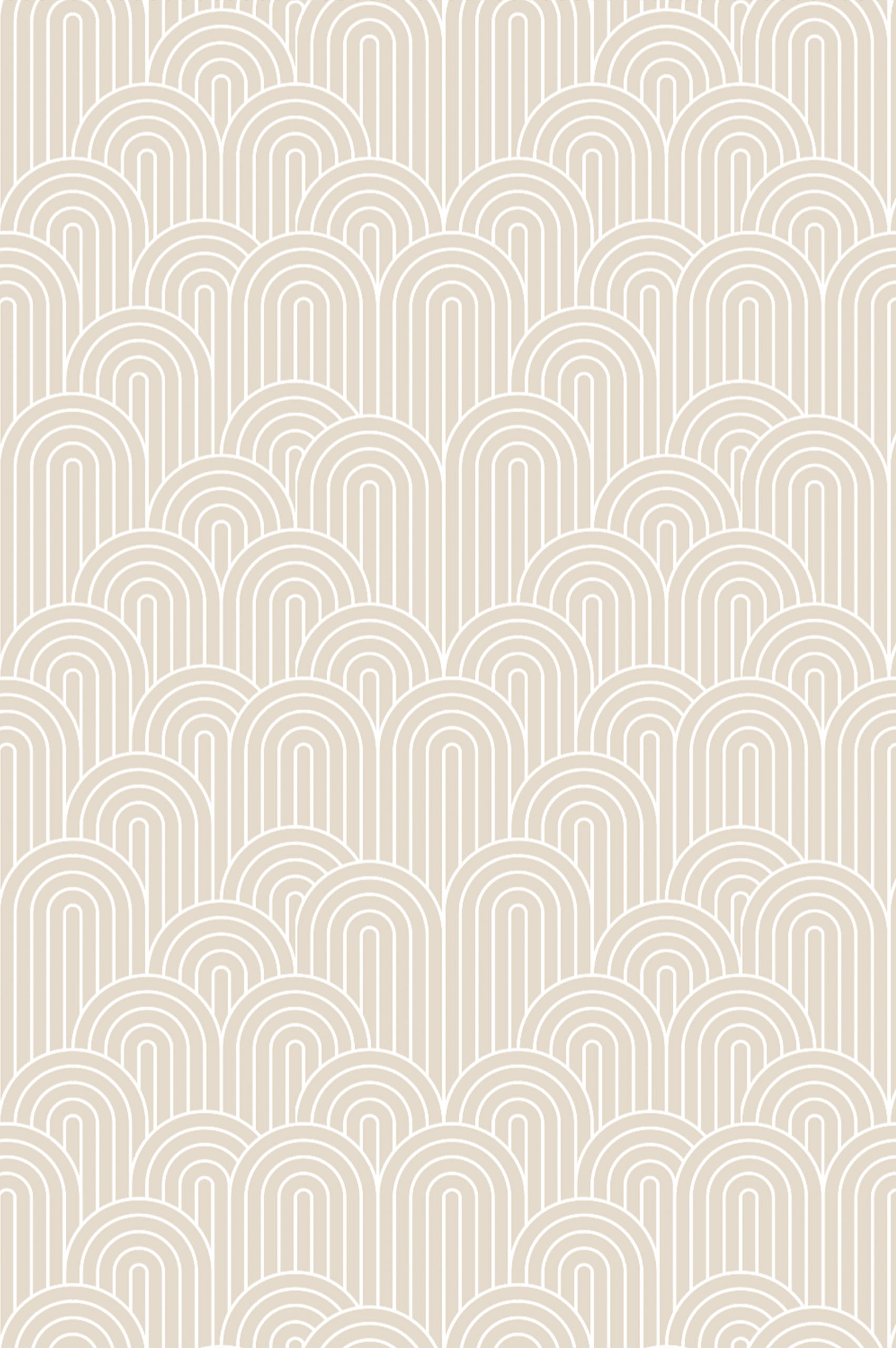 Beige Pattern Semi Circular Arch Wallpaper Art Deco Geometric