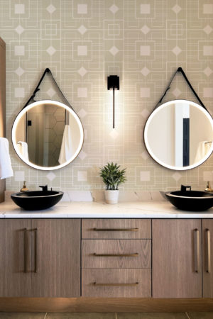 beige bathroom wallpaper vintage geometry panoramic square diamond