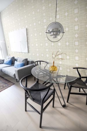 beige living room wallpaper vintage geometry panoramic square diamond