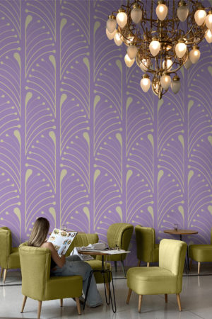 espace public violet papier peint demi palmettes art déco vintage