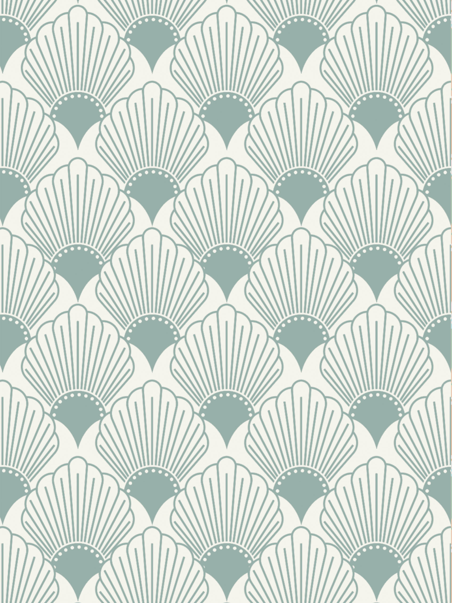 Green Pattern Shells Vintage Elegance Ocean Wallpaper