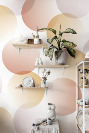 espace public rose papier peint sphères en dégradé pop urbain