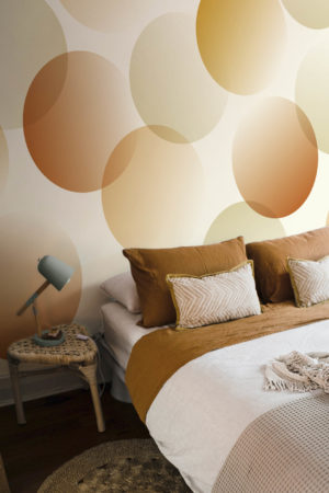 bedroom terracotta wallpaper spheres in urban pop gradation