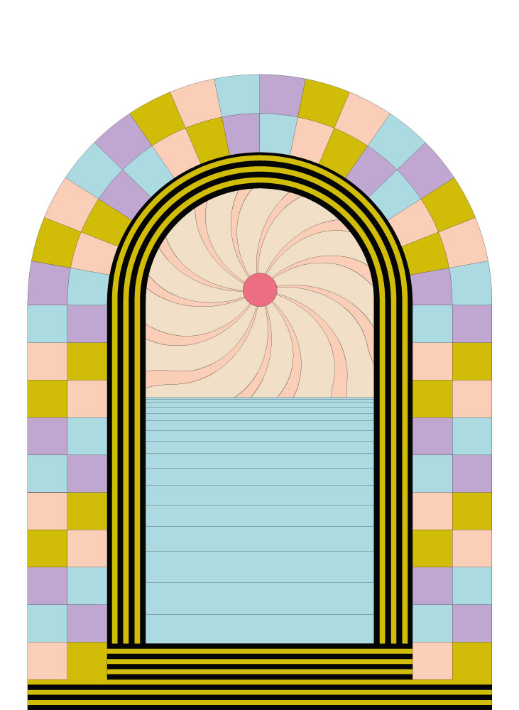 N459-2 Panoramic Horizon Opening Headboard Wallpaper Wallpaper pattern opening onto the panoramic horizon headboard