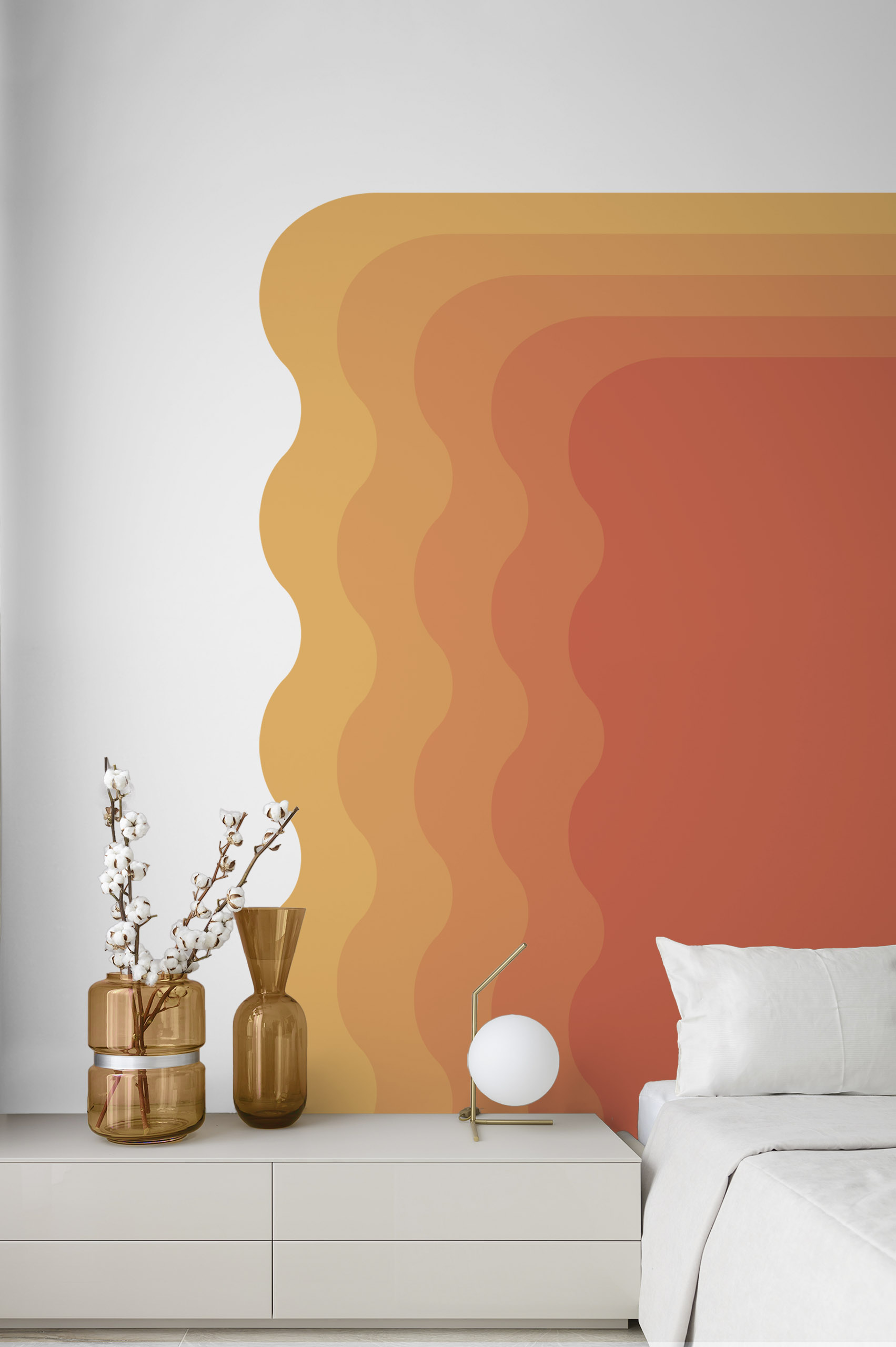 N467 orange bedroom wallpaper wavy frame urban pop fun bedroom orange wallpaper frame wavy fun pop urban