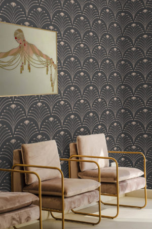espace public gris papier peint flamboyance art déco panoramique vintage luxe