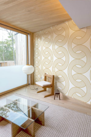 Golden Living Room Geometric Vintage Intertwined Wallpaper