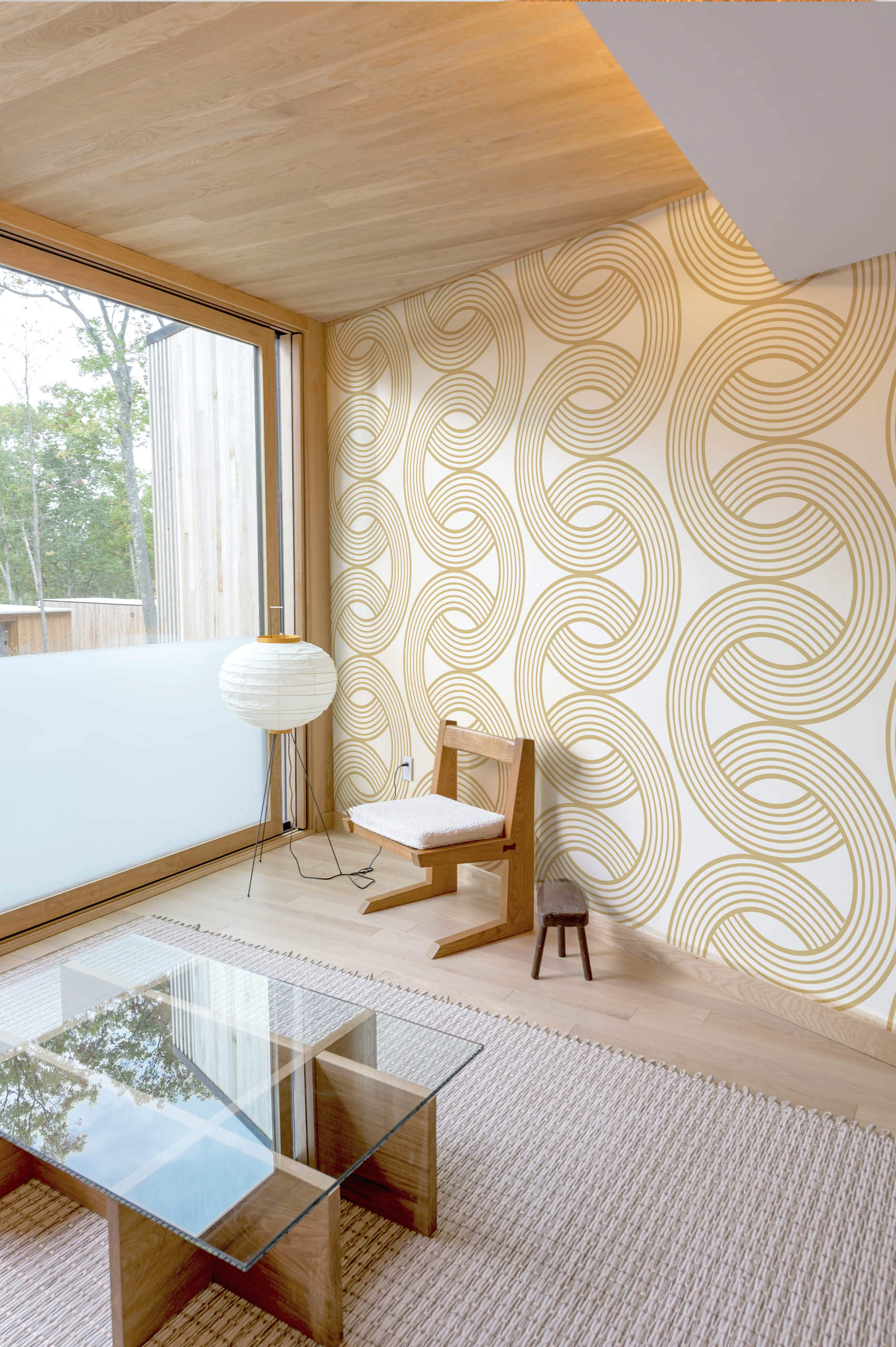 papel pintado geométrico vintage salón doré entrelazado