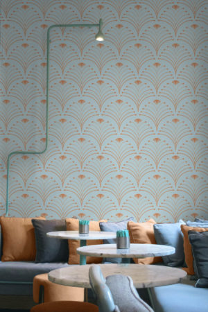 espace public papier peint flamboyance art déco panoramique vintage luxe