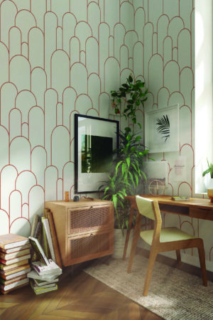 bureau terracotta papier peint colonnes de la lena géométrique