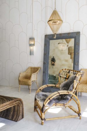 salon beige papier peint colonnes de la lena géométrique