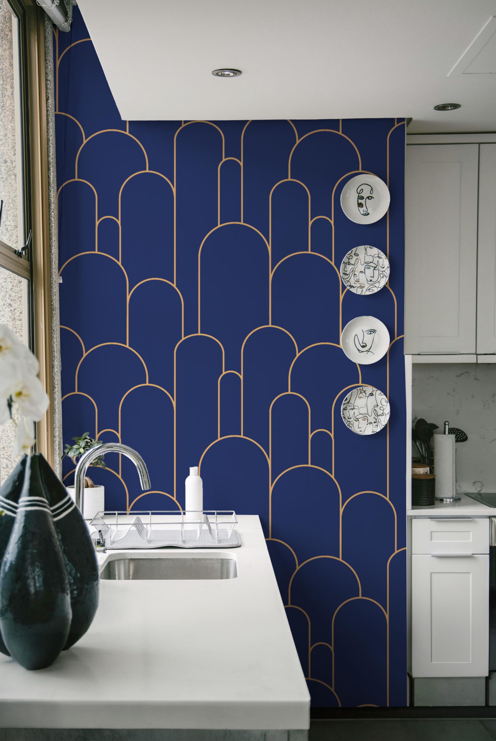 no456-blue-kitchen Kitchen Blue Baton Wallpaper
