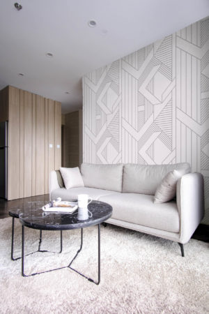 Grey living room wallpaper abstract geometry art deco