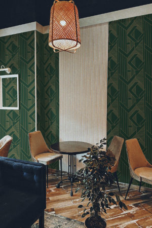 espace public vert papier peint gΓ©omΓ©trie abstraite art dΓ©co