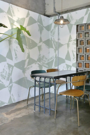 espace public vert papier peint peinture abstraite panoramique