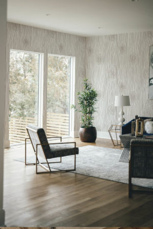 Living room brown wallpaper bark patterns panoramic vegetation