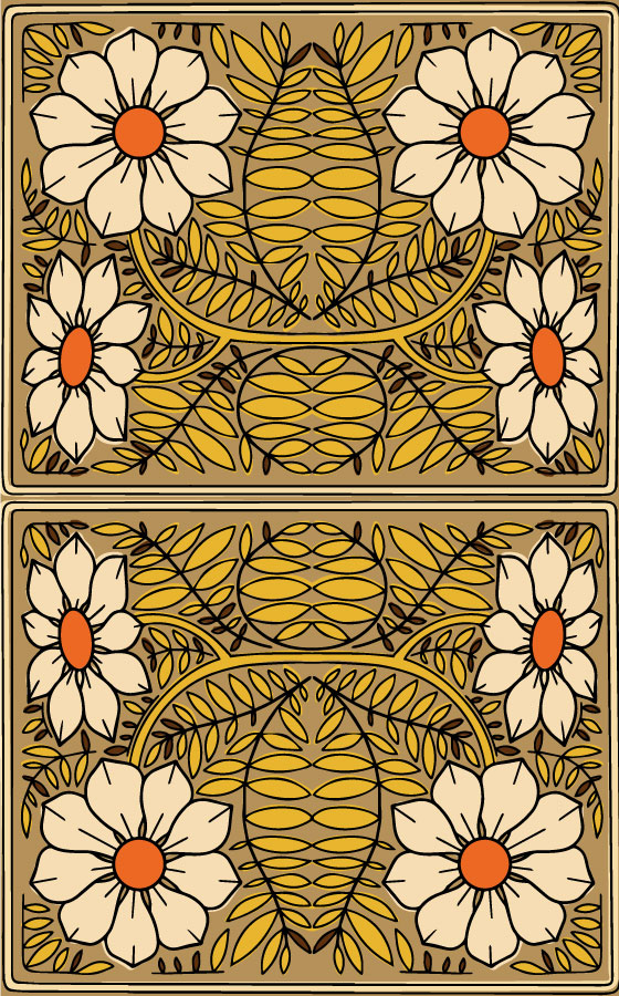 Yellow Pattern Vintage Floral Art Nouveau Daisy Wallpaper
