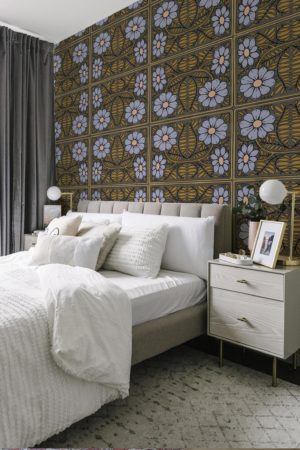 chambre violet papier peint marguerite art nouveau floral vintage