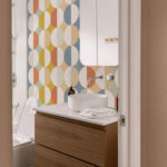papel pintado baño multicolor duo esférico vintage geométrico