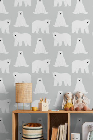 papier peint n474 ours blanc enfant