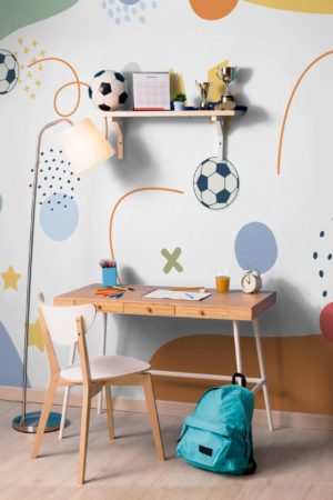 Bedroom Wallpaper Football Kids Multicolor Panoramic