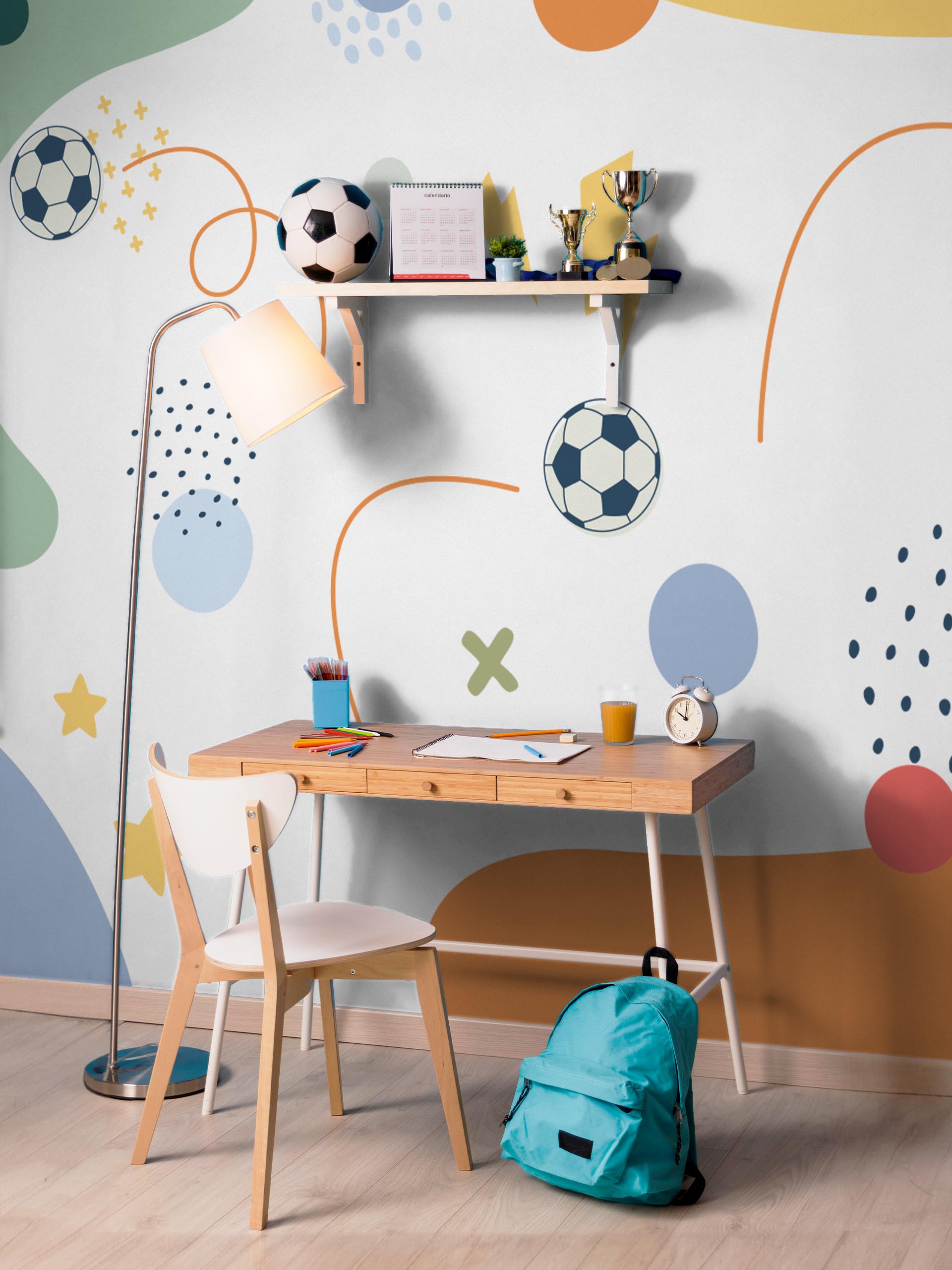 N484 Bedroom Multicolor Panoramic Kids Football Wallpaper Bedroom Wallpaper Football Kids Multicolor Panoramic