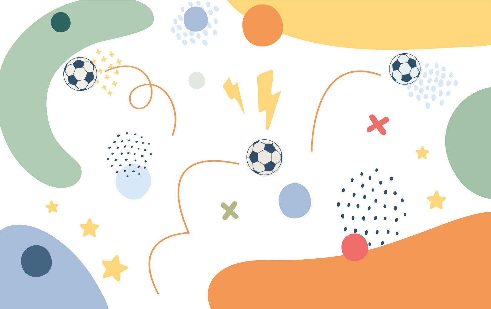N484 Multicolor Panoramic Kids Football Wallpaper multicoloured panoramic children's football wallpaper pattern